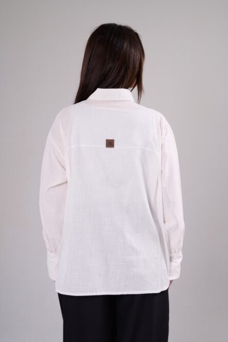 Gathered Sleeve White Shirt - Image 5